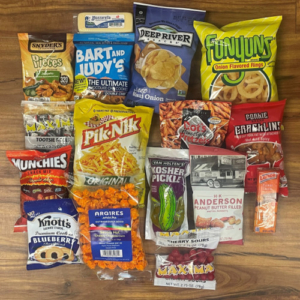 Assorted bags of snack items